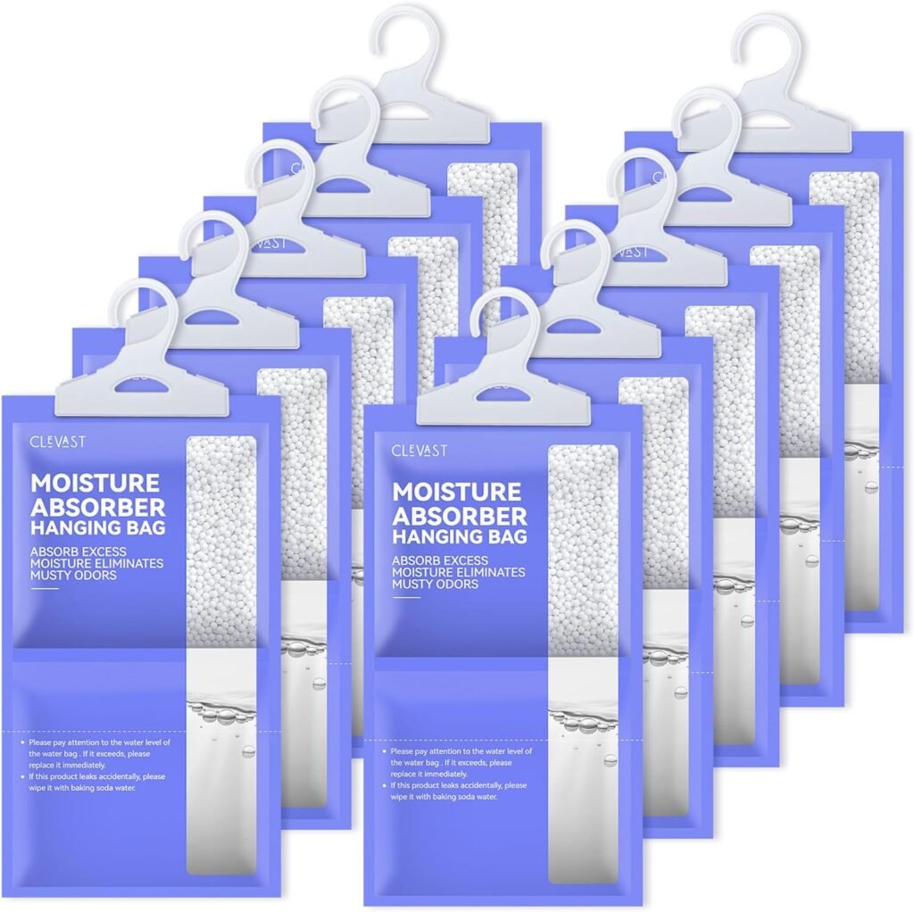 CLEVAST Moisture Absorbers Packets 10 Pack, Dehumidifier Bags for Closet, Hanging Humidity Absorber in Wardrobes, Bedrooms, Bathrooms(230g/pack)