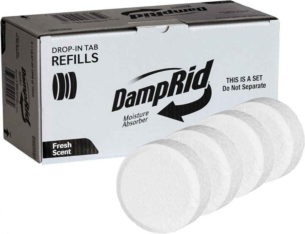 DampRid Drop Starter Kit with 2 Fresh Scent Moisture Absorbing Tabs Odor Eliminator for Fresher, Cleaner Air, No Electricity Required, 2 Count, White, 15 Ounces