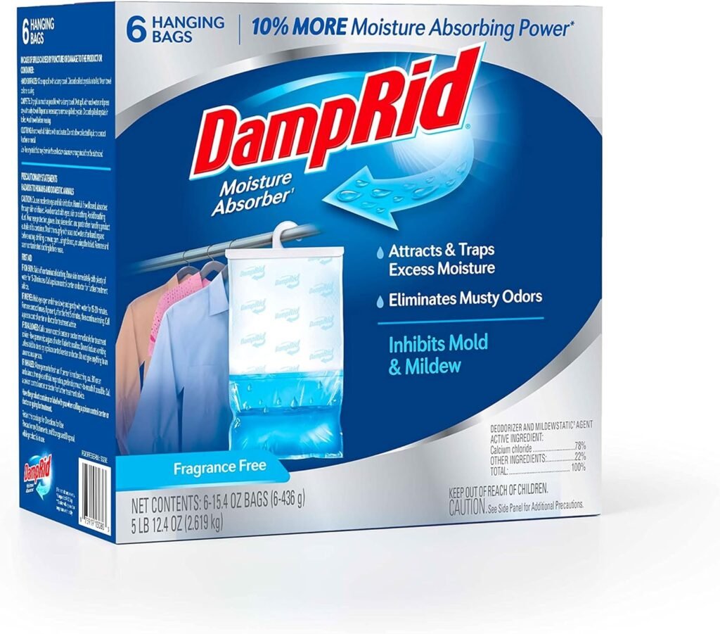 DampRid Fresh Scent Hanging Moisture Absorber, 15.4 oz., 6 Pack - Eliminates Musty Odors for Fresher, Cleaner Air, Ideal Moisture Absorbers for Closet, 10% More Moisture Absorbing Power*