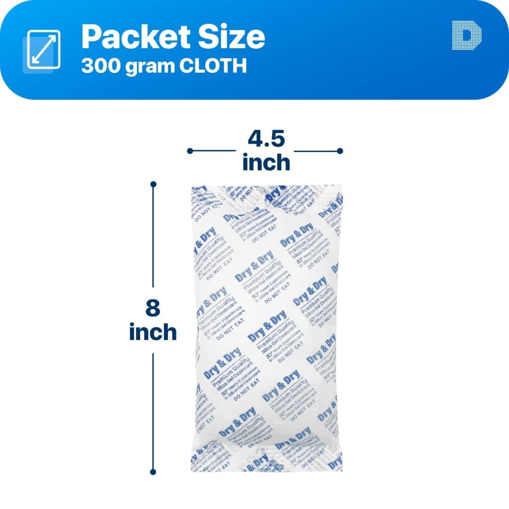 Dry  Dry 5 Gram [50 Packets] Premium Silica Gel Silica Gel Packets Desiccants Silica Gel Packs - Rechargeable Moisture Absorbers, Desiccant Packets