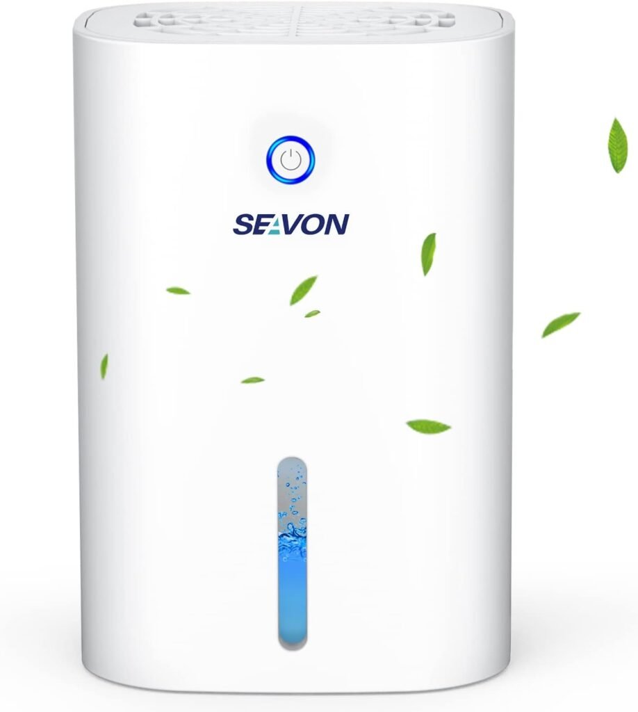 SEAVON Dehumidifiers for Home, 215 sq.ft Portable 27oz Quiet Mini Dehumidifier for Bedroom Basements Bathroom Garage Wardrobe Closet Kitchen Office RV