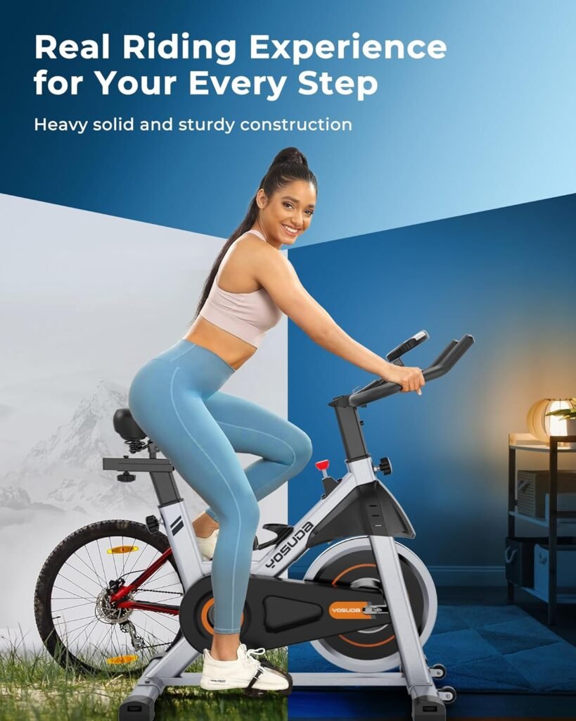 YOSUDA Indoor Cycling Bike Brake Pad/Magnetic Stationary Bike - Cycle Bike with Ipad Mount  Comfortable Seat Cushion
