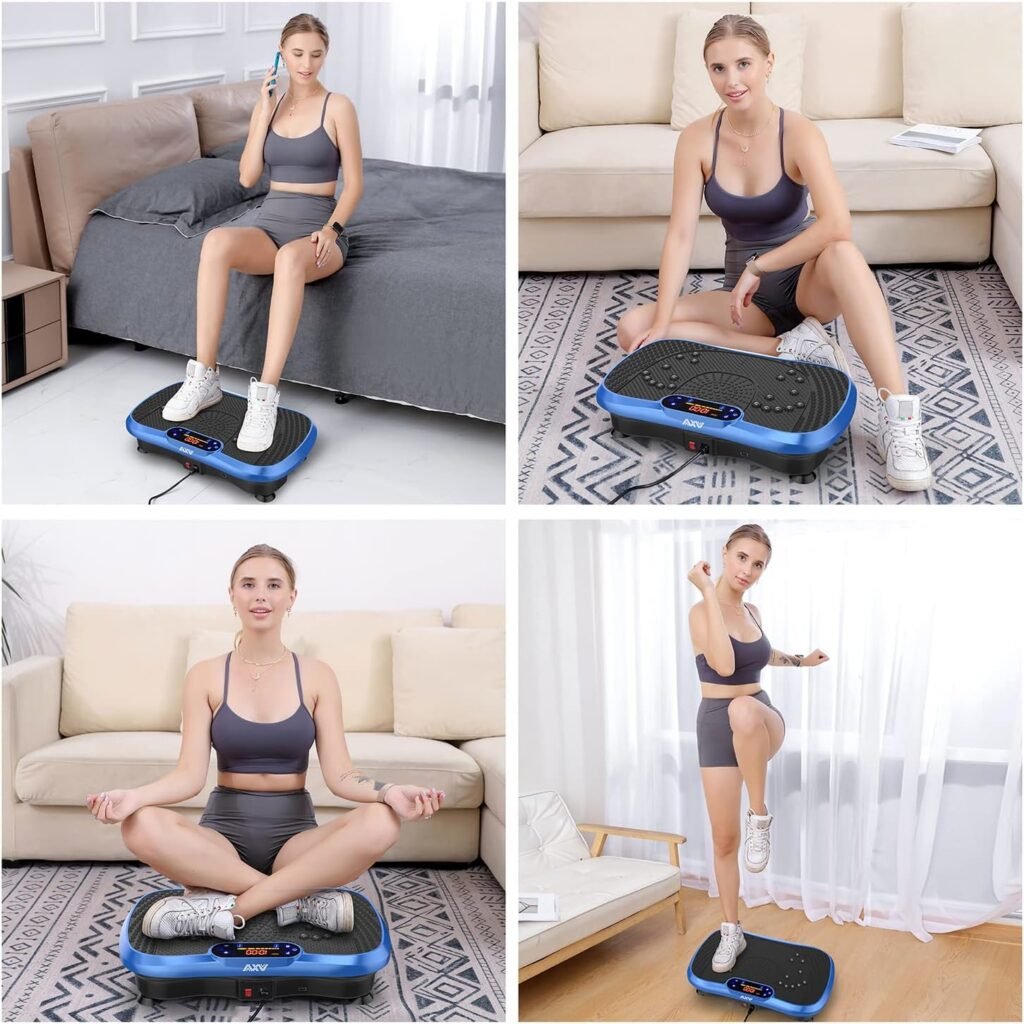 AXV Vibration Plate Exercise Machine Whole Body Workout Power Vibrate Fitness Platform Vibrating Machine Exercise Board for Weight Loss Shaping Toning Wellness Home Gyms Workout (Slim)