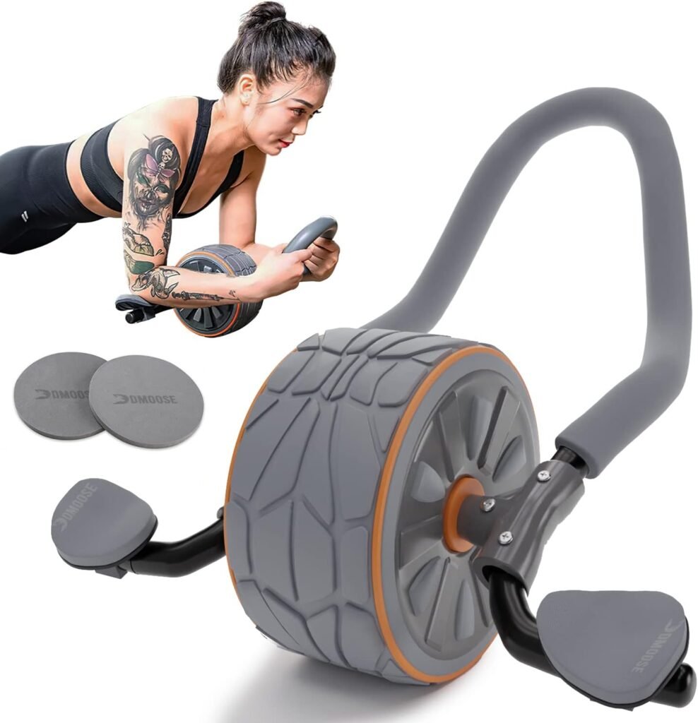 DMoose Fitness Ab Roller Wheel, Ab Workout Equipment for Abdominal  Core Strength Training, Ab Wheel Roller for Core Workout, Home Gym, Ab Machine with Knee Pad for Home Workout  Home Gym (Grey)
