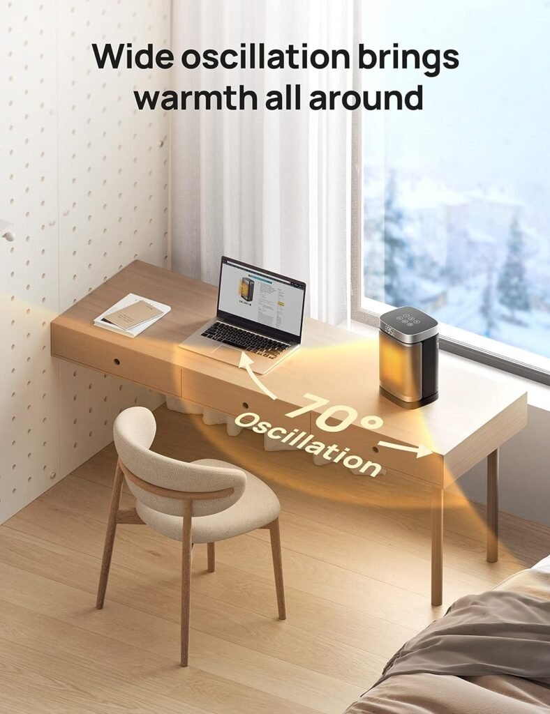 Dreo Space Heater Indoor, 1500W Portable Heaters for Indoor use with Remote, PTC Ceramic Electric Heater for Bedroom with Thermostat, 70°Oscillation, 12h Timer, Safety Heater for Room Home Office
