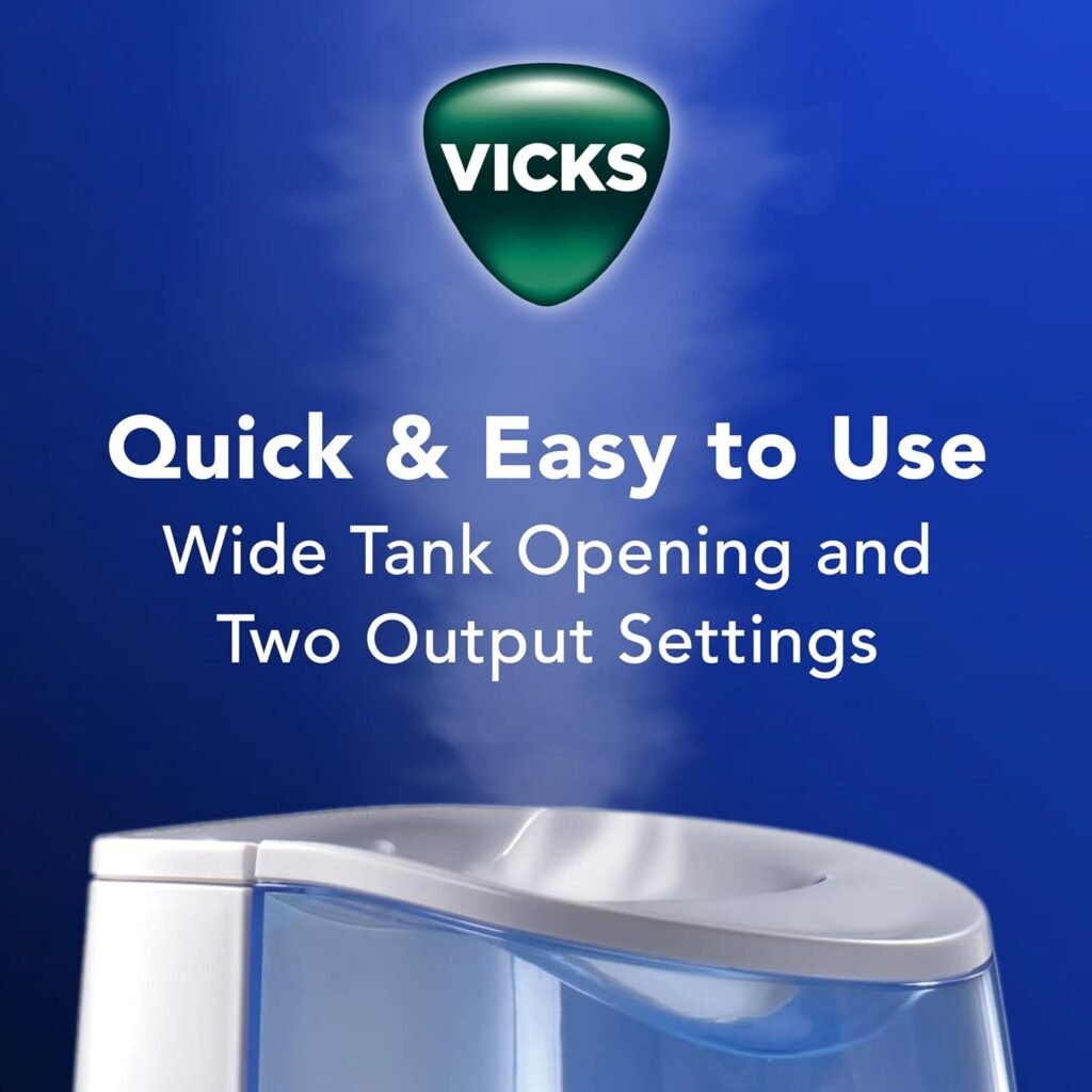 Vicks Warm Mist Humidifier Small to Large Room Vaporizer for Baby, Kids and Adults, 1 Gallon Tank
