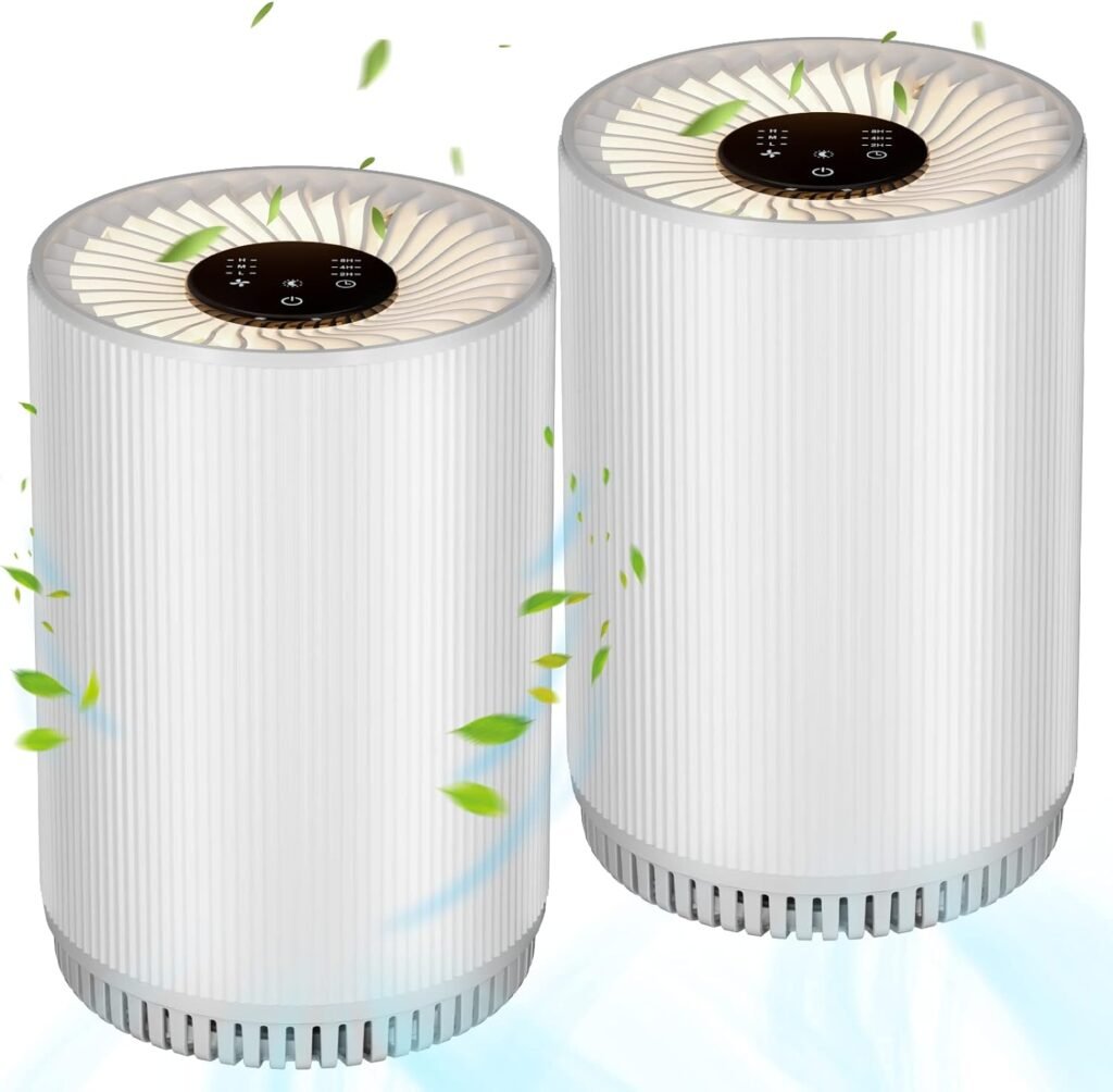 2 Pack Druiap Air Purifiers for Home Bedroom up to 690ft², H13 True HEPA Filter Air Cleaner Purify 99.97% Micron Particles/Bad Air/Smoke/Pet Dander/for Office, Dorm, Apartment, Kitchen (KJ80 Black)