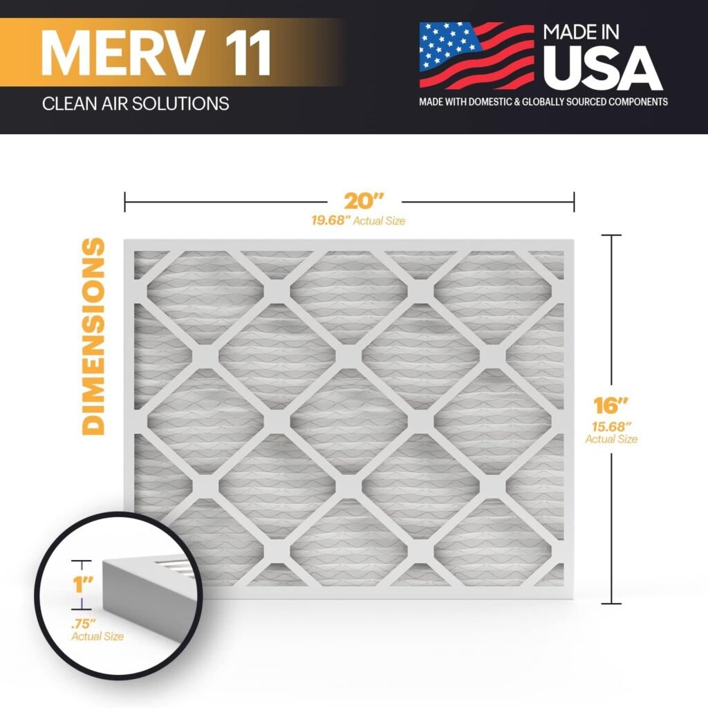 BNX TruFilter 20x23x1 Air Filter MERV 11 (6-Pack) - MADE IN USA - Allergen Defense Electrostatic Pleated Air Conditioner HVAC AC Furnace Filters for Allergies, Dust, Pet, Smoke, Allergy MPR 1200 FPR 7