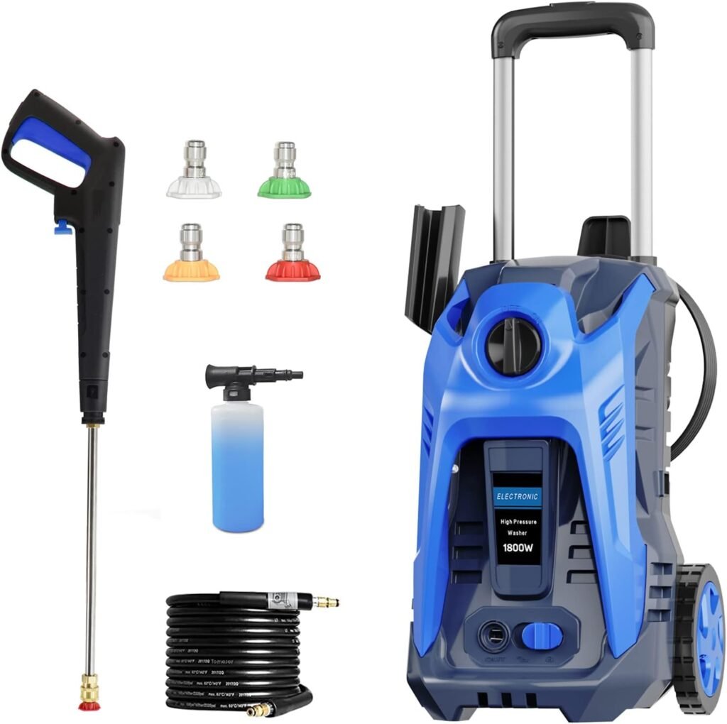 Electric Pressure Washer 4200 PSI 2.6 GPM Electric Power Washer with 25 FT Hose, 16.4 FT Power Cord, Soap Tank Car Wash Machine Blue Ideal Cleaning for Patio