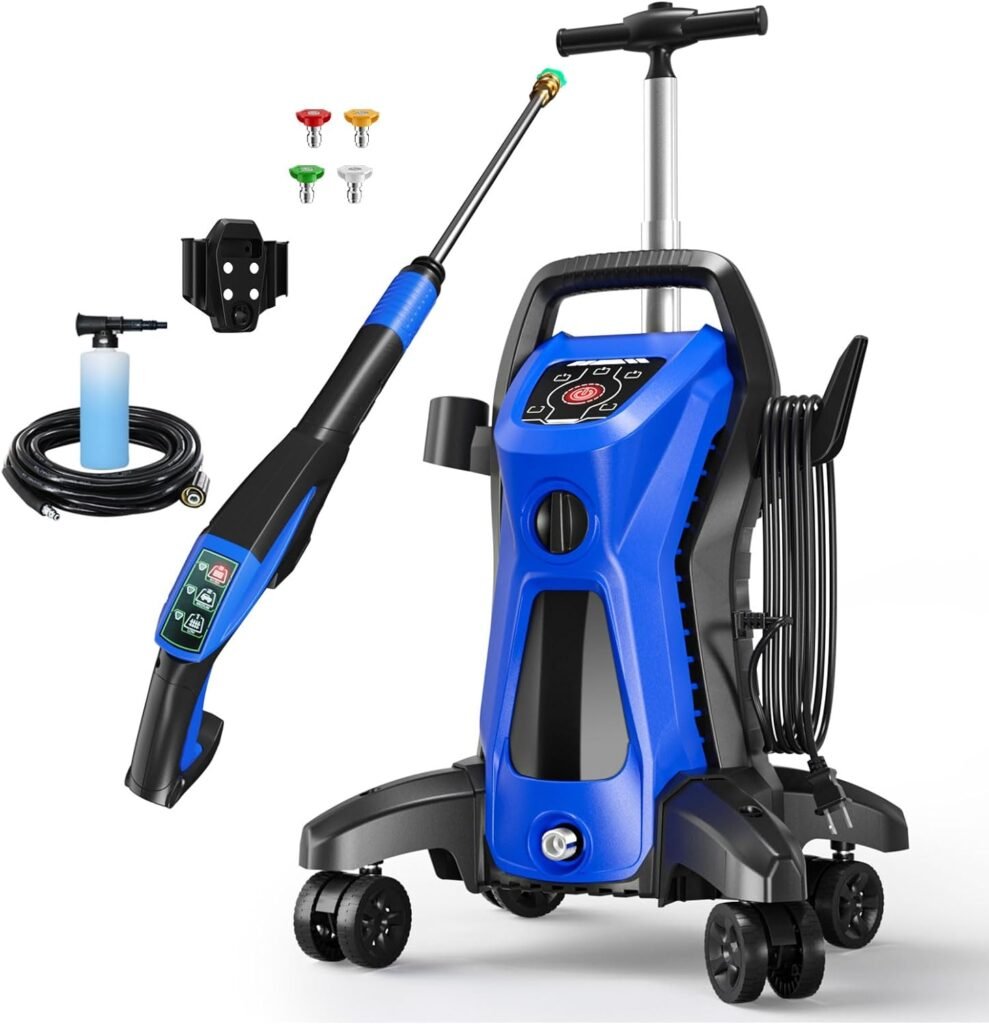 Electric Pressure Washer 4500 PSI 3.2 GPM Power Washer Electric Powered with Upgrade Spray Handle Smart Control and 4 Anti-Tipping Wheels for Effortlessly Cleaning