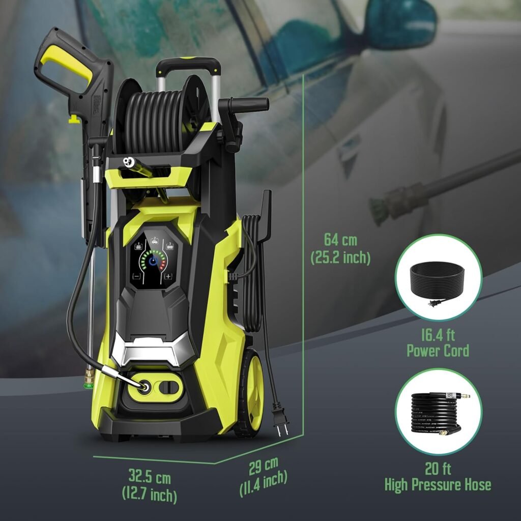 Electric Pressure Washer 4500 PSI 3.2 GPM Touch Screen Adjustable Pressure,4 Nozzles and 500ml Foam Cannon Power Washer Cleaning for Patio