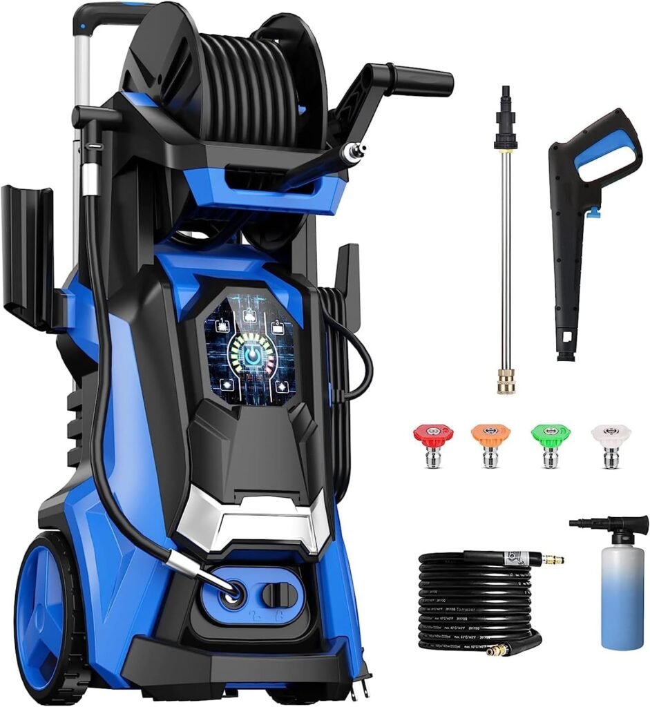 Electric Pressure Washer 4500 PSI 3.2 GPM Touch Screen Adjustable Pressure,4 Nozzles and 500ml Foam Cannon Power Washer Cleaning for Patio