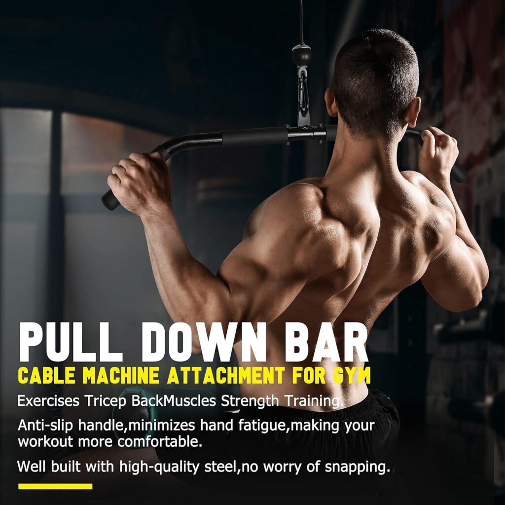 Fitness LAT and Lift Pulley System Gym - Upgraded LAT Pull Down Cable Machine Attachments, Loading Pin, Handle and Tricep Rope, for Biceps Curl, Forearm, Triceps Exercise Gym Equipment