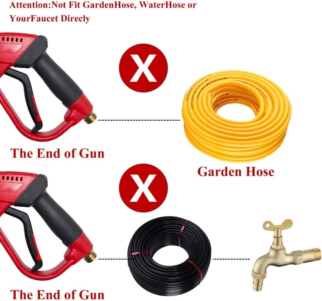 Hourleey Pressure Washer Gun, Red High Power Washer Gun with Replacement Wand Extension, 5 Nozzle Tips, M22 Fittings, 40 Inch, 5000 PSI