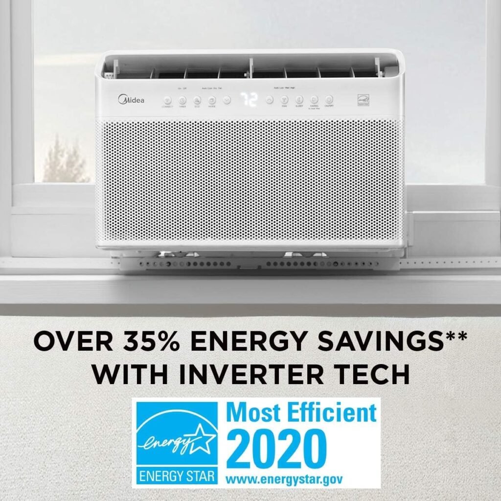 Midea U Inverter Air Conditioner 8,000BTU, The First U-Shaped AC with Open Window Flexibility, Robust Installation,Extreme Quiet, 35% Energy Saving, WiFi,Alexa,Remote, Bracket Included (Renewed)