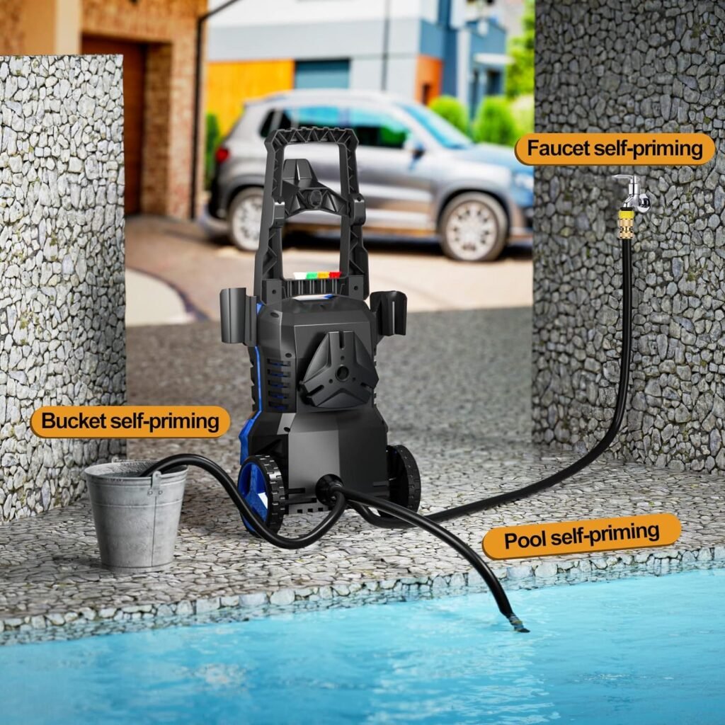 Pecticho Electric Pressure Washer 4200PSI 3.2 GPM Power Washer with Smart Control and 3 Levels of Adjustment, 4 Nozzles, Foam Cannon and Spray Gun for Effortlessly Cleaning Cars, Fences, Gardens