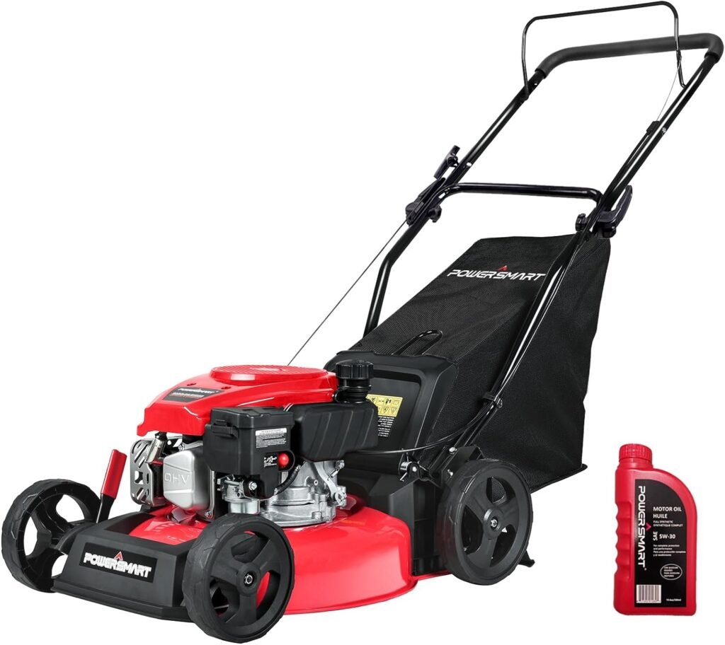 PowerSmart Gas Lawn Mower 17-Inch 144cc 3-in-1 Walk-Behind Push Mower, Oil Included 8617P 2024 Version