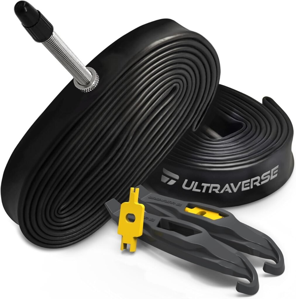 Ultraverse Bike Inner Tube for 700x23-25c, 700x28-32c, 700x35-43c 28 inch Bicycle Wheel Sizes with 48mm Presta Valve - Butyl Rubber Tubes for Road and Gravel Bikes - 2 Tubes, 2 tire levers Included
