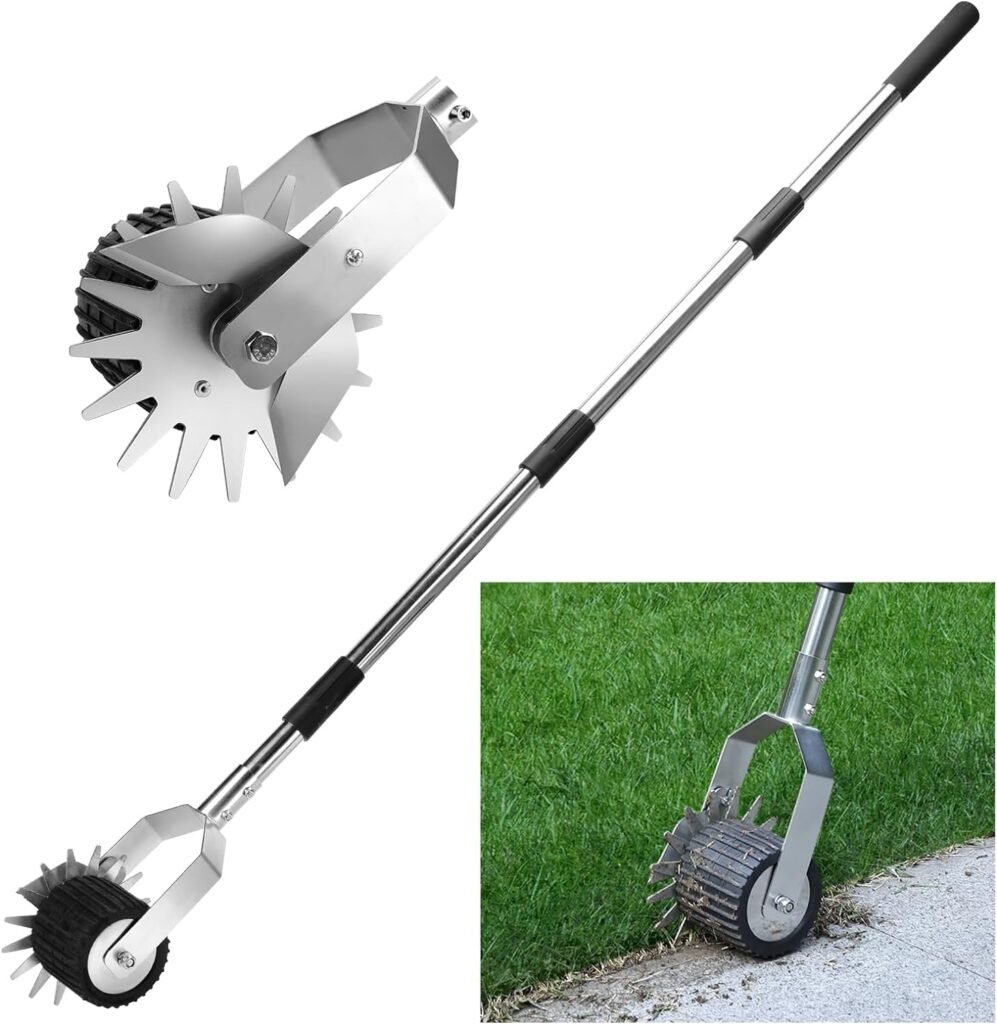 Wheel Rotary Manual Edger Lawn Tool, Hand Edger Lawn Tool Made of Stainless Steel, Adjustable Length, Ideal for Precise Grass Trimming Along Sidewalks, Garden, Driveways, and Flower Bed