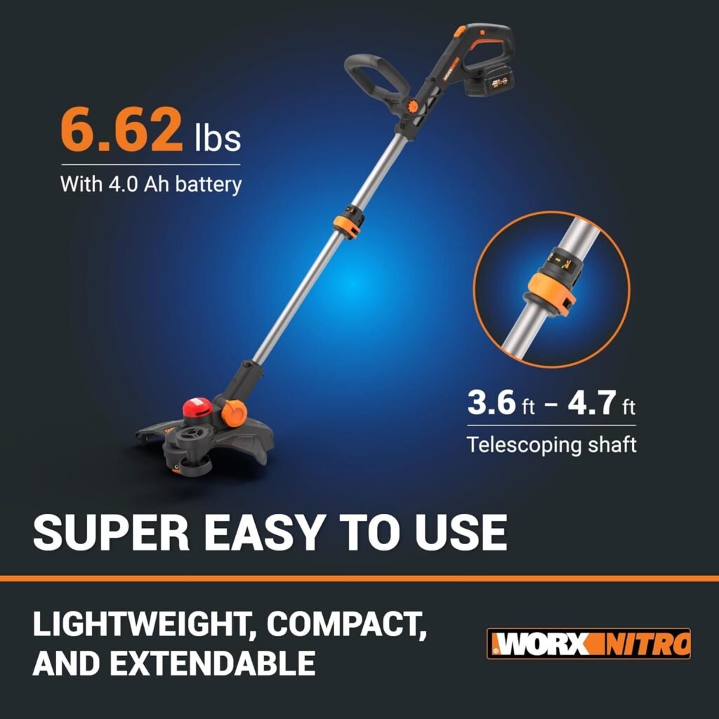 Worx String Trimmer Cordless GT3.0 20V PowerShare 12 Edger  Weed Trimmer (2 Batteries  Charger Included) WG163