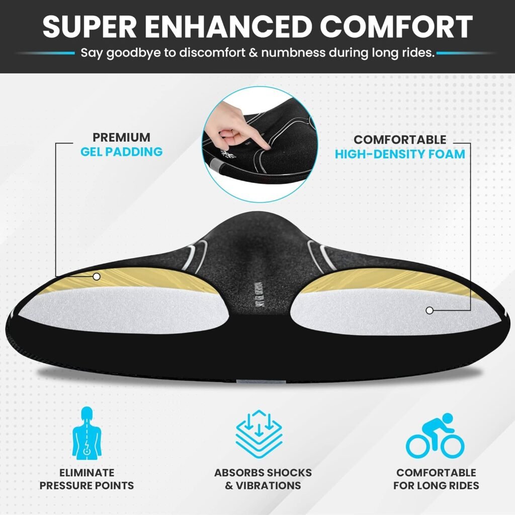 X Wing Bike Seat Cover Padded with Memory Foam OR Gel, Bicycle Saddle Soft for Men Women, Comfort Exercise Cycle Seats Cushion Padded Fits Stationary Bikes, Spin, for Indoor and Outdoor Cycling
